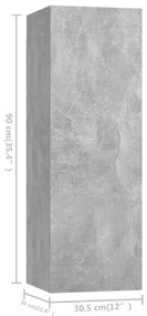 4 pcs conjunto de móveis de TV derivados madeira cinza cimento