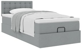 Cama otomana com colchão 100x200 cm tecido cinzento claro