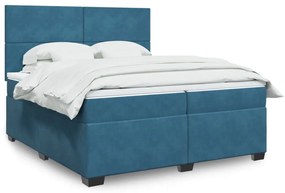 vidaXL Cama com molas/colchão 200x200 cm veludo azul