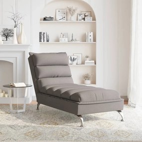 Chaise lounge com almofadões tecido cinzento-acastanhado