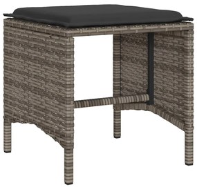 6 pcs conjunto sofás de jardim com almofadões vime cinzento