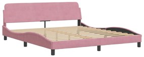 Estrutura de cama c/ luzes LED 180x200 cm veludo rosa