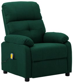 289678 vidaXL Poltrona de massagens reclinável tecido verde-escuro