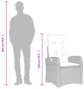 7 pcs conj. jantar p/ jardim c/ almofadões vime PE cinza-claro