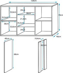 Aparador Suspenso "Lukis" com Luzes LED - 120x70x40 cm - Branco Brilha
