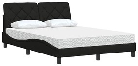 Cama com colchão 140x190 cm tecido preto