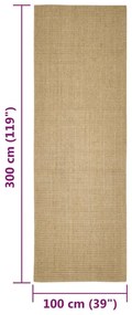 Tapete de sisal para poste arranhador 100x300 cm