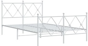 Estrutura de cama com cabeceira e pés 120x190 cm metal branco