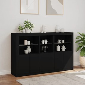 Aparador com luzes LED 162x37x100 cm preto