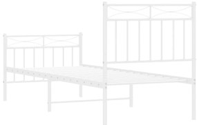 Estrutura de cama com cabeceira e pés 75x190 cm metal branco