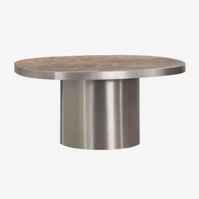 Mesa De Centro Em Pedra Natural E Aço Inoxidável Fertrix Mármore Castanho Emperador - Sklum