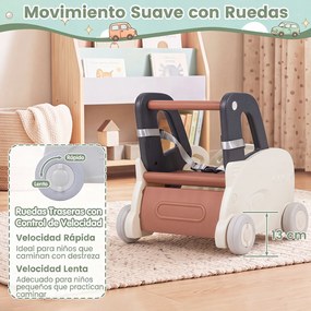 Andador de Empurrar 4 em 1 para Bebés, 46,5 x 44,5 x 51 cm, Assento Rebatível, Cinzento+Branco