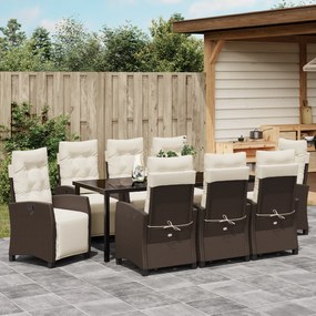 Conjunto de Jantar de Jardim 9 Peças Rattan Polipropileno Marrom