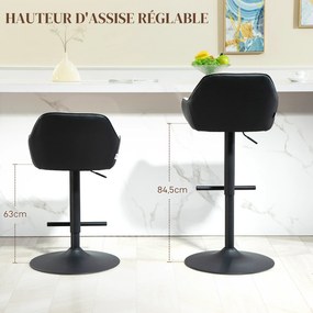 Conjunto de 2 bancos de bar com altura ajustável, tecido com efeito de linho e base em aço, 52,5 x 53 x 86,5-108 cm cinzento claro, preto