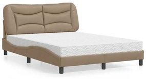 Cama com colchão 120x200 cm couro artificial cappuccino