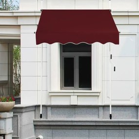 Toldo Telescópico e Retrátil 150 cm Resistente aos Raios UV Impermeável com Manivela Altura Regulável para Janela Varanda Jardim Vermelho
