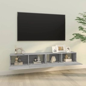 Armários parede 2pcs 100x30x30 cm derivados cinza sonoma