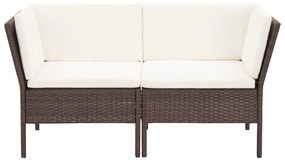 8 pcs conjunto lounge jardim c/ almofadões vime PE castanho