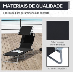 Espreguiçadeira de Jardim Dobrável com Toldo Removível e Ajustável em