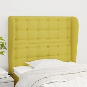 vidaXL Cabeceira de cama c/ abas tecido 83x23x118/128 cm verde