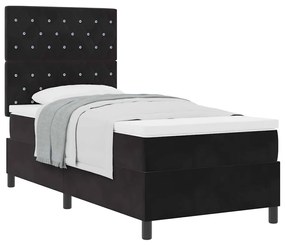 Cama Box Spring com Colchão Preto Solteiro Veludo