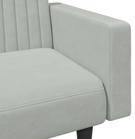 2 pcs conjunto de sofás veludo cinzento-claro