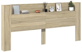 Armário cabeceira c/ luzes LED 220x16,5x103,5cm carvalho sonoma