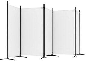 Biombo com 5 painéis 433x180 cm tecido branco