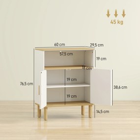 Móvel de Casa de Banho, 60 x 29,5 x 76,5 cm, Prateleira Ajustável, Branco