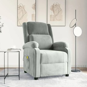 Poltrona de massagens veludo cinzento-claro