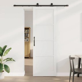 Porta deslizante vidaXL com conjunto de hardware branco 78x232 cm de madeira sólida de pinho