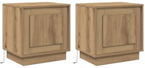 Criados-mudos  com luzes LED 2 pcs Carvalho Artesanal 44x34.5x45 cm