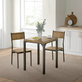 Conjunto de mesa de jantar com 2 cadeiras encaixáveis, para cozinha, sala de estar e casa, estilo rústico