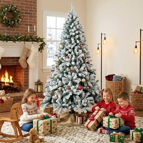 Árvore de Natal Nevada 180 cm com 650 Pontas em PVC Ignífugo Ramos Articulados Montagem Rápida Verde e Branco