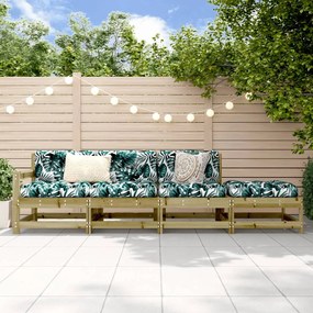 vidaXL 4 pcs conjunto lounge de jardim madeira de pinho impregnada