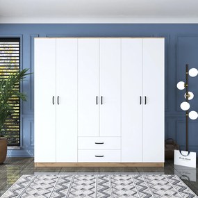 Guarda-roupa BA111 – Nogueira e Branco – 210 cm x 210 cm x 51,5 cm