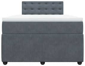 Cama boxspring com colchão 120x200 cm veludo cinzento-escuro