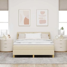 Cama Box com Colchão Creme, 140 x 190 cm, Tecido