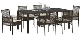 Conjunto de Jantar para Jardim 7 pcs Castanho 190 x 90 x 75 cm