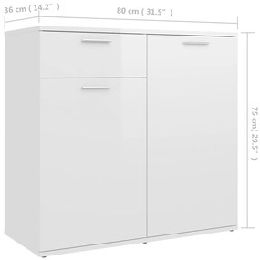 Aparador 80x36x75 cm derivados de madeira branco brilhante