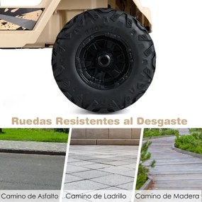 Carro elétrico para crianças 12V com velocidade ajustável com controlo remoto cor caqui