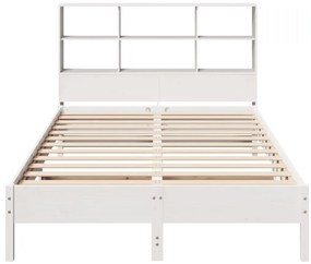Cama com estante sem colchão 160x200 cm pinho maciço branco