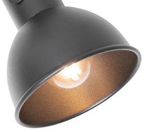 Spot industrial preto com madeira inclinável 2-luz - Tommy Industrial