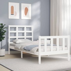 Cama sem colchão 100x200 cm madeira de pinho maciça branco