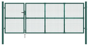 Portão de rede para jardim 350x175 cm aço galvanizado verde