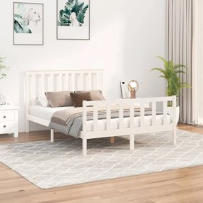 Estrutura de cama com cabeceira 120x200 cm pinho maciço branco