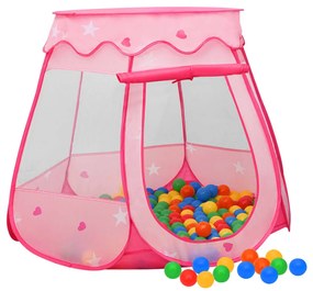 Tenda de brincar infantil com 250 bolas 102x102x82 cm rosa