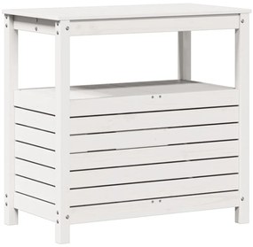 Mesa de jardinagem com prateleiras madeira pinho maciça branco
