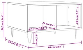 Mesa de centro 60x50x36,5 cm derivados de madeira cinza cimento