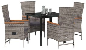 Cadeiras Externas 5 pcs Cinzento 80 x 80 x 73 cm Ratan PE